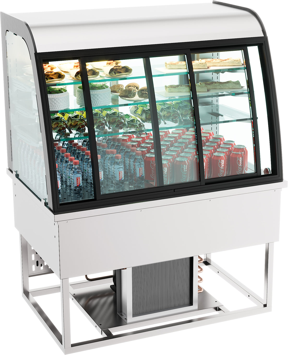 Einbaukühlvitrine / Schiebetüren / 200 L / 1400 × 700 × 850 mm / Combisteel