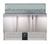 Pizzatisch / mit Glas / 3 Türen / 444 L / Combisteel