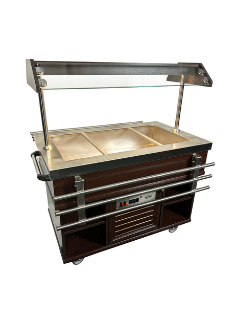Warmes Buffet / 3 × 1/1 GN / Mahagoni / 1200 × 700 × 1400 mm / Combisteel