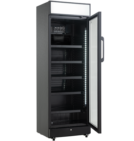 Kühlschrank 1 Glastür Schwarz 400 Liter