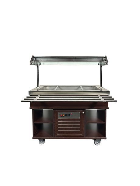 Warmes Buffet / 3 × 1/1 GN / Mahagoni / 1200 × 700 × 1400 mm / Combisteel
