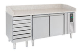 Pizzatisch / 2 Türen / 7 Teigschubladen / 580 L / Combisteel