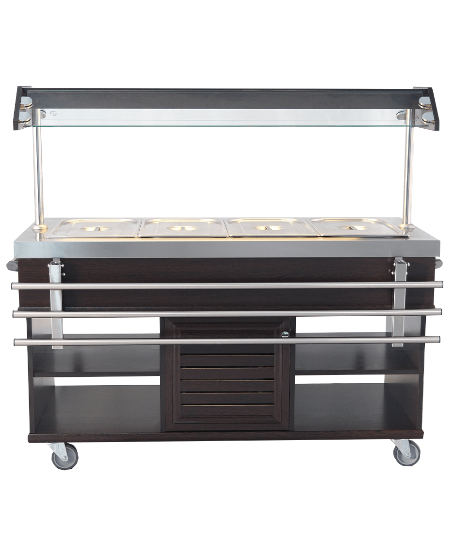Gekühltes Buffet / 4 × 1/1 GN / Mahagoni / 1500 × 700 × 1400 mm / Combisteel