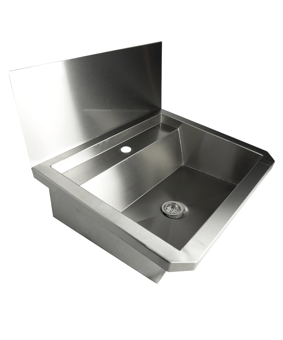 Edelstahl-Handwaschbecken / 600 mm breit / 1 Armaturplatz / Combisteel