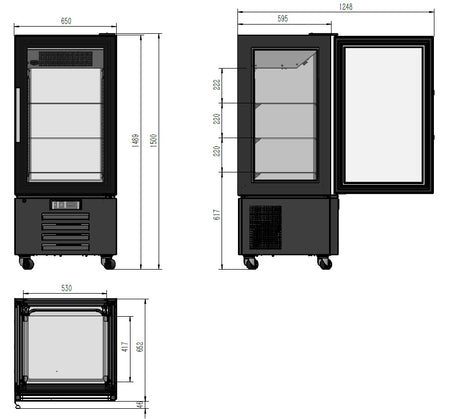 Gekühlte Gebäckvitrine mit LED-Beleuchtung 280 L