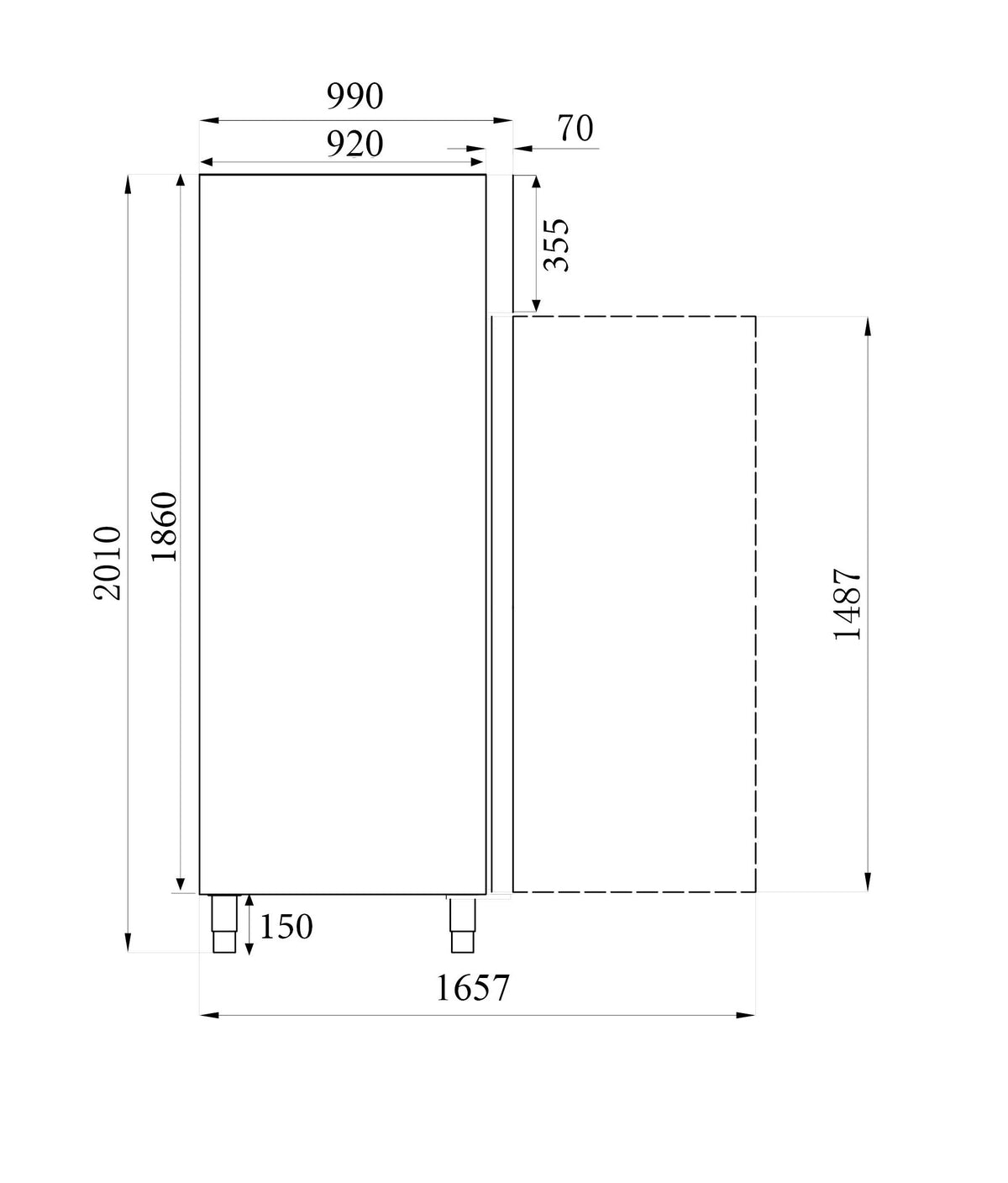 Bäckerei-Tiefkühlschrank 737 L – Detailansicht