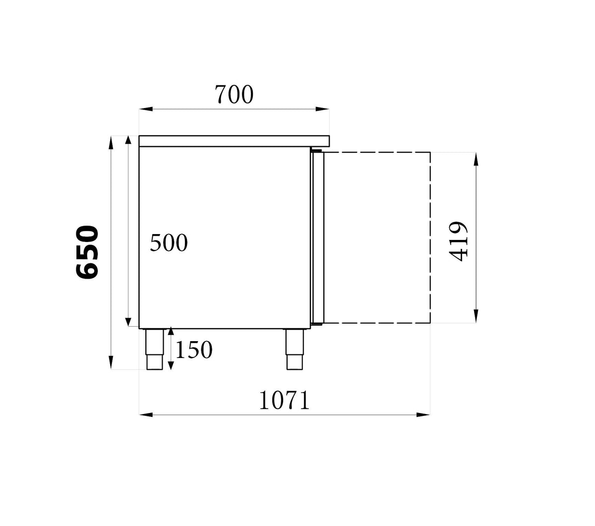 Kühltisch / 650 hoch / 3 Türen / Combisteel