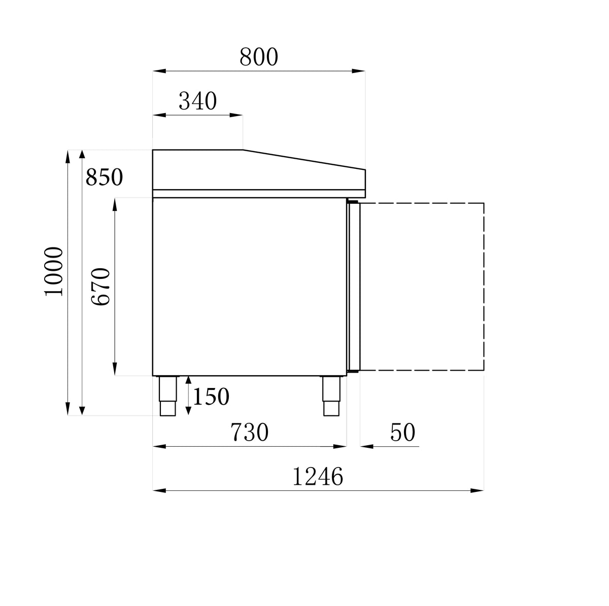 Pizzatisch / 2 Türen / 7 Teigschubladen / 580 L / Combisteel
