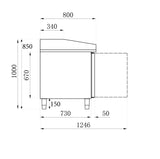 Pizzatisch / 2 Türen / 7 Teigschubladen / 580 L / Combisteel