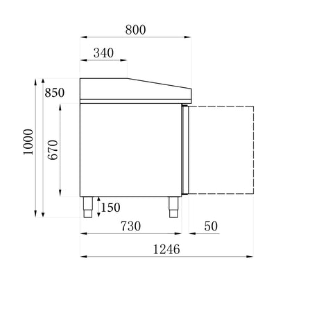 Pizzatisch / 2 Türen / 7 Teigschubladen / 580 L / Combisteel