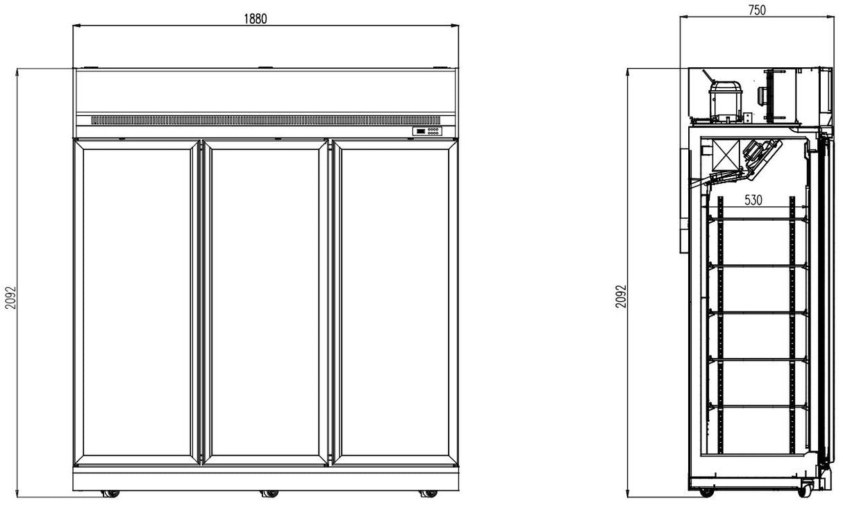 Tiefkühlschrank 3 Glastüren INS-1530F