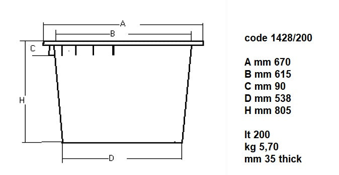 Abfallbehälter / 200 L / Weiß / Ø 670 × 800 mm / Combisteel