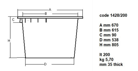 Abfallbehälter / 200 L / Weiß / Ø 670 × 800 mm / Combisteel