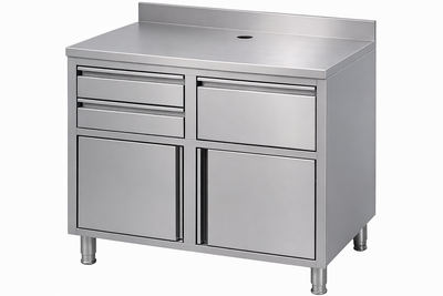 Edelstahl Kaffee-Arbeitstisch / 1250 × 600 × 1150 mm / Combisteel