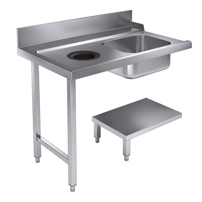 Zulauftisch mit Grundboden & Abfallloch / 1200 × 750 mm / links / Combisteel