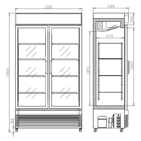 ХЛАДИЛНИК С ПЛЪЗГАЩИ СЕ СТЪКЛЕНИ ВРАТИ BEZ-750 SL