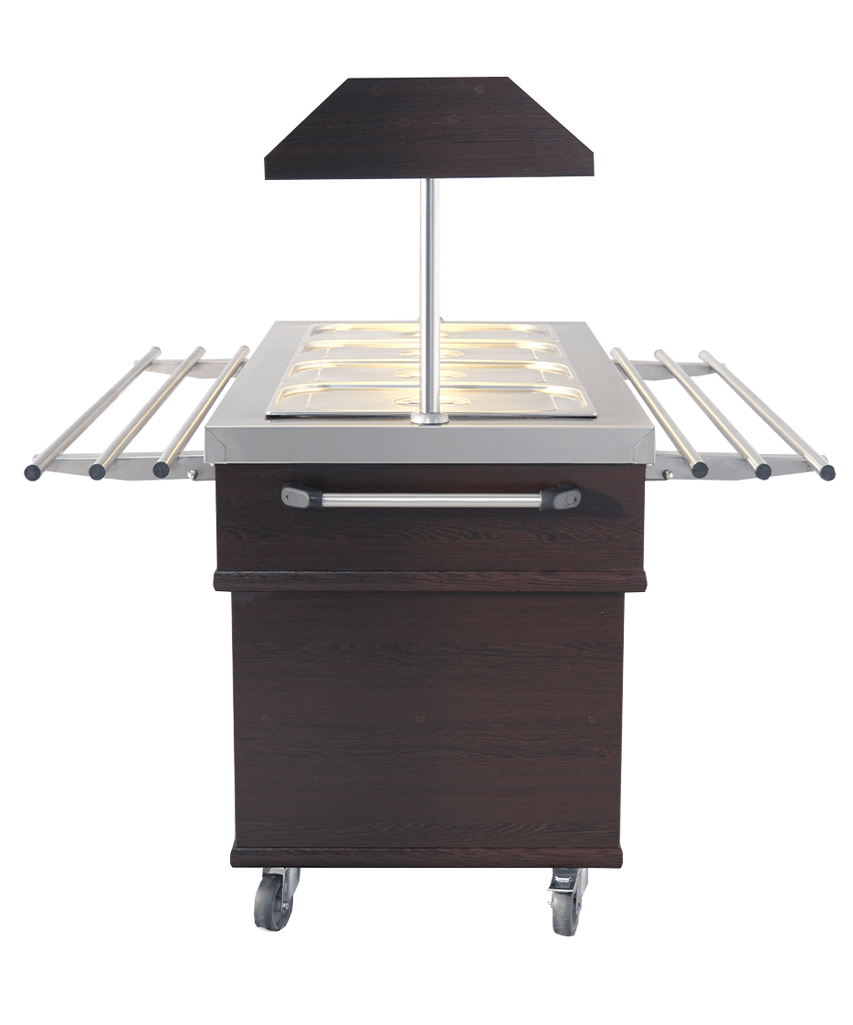 Warmes Buffet / 4 × 1/1 GN / Mahagoni / 1500 × 700 × 1400 mm / Combisteel