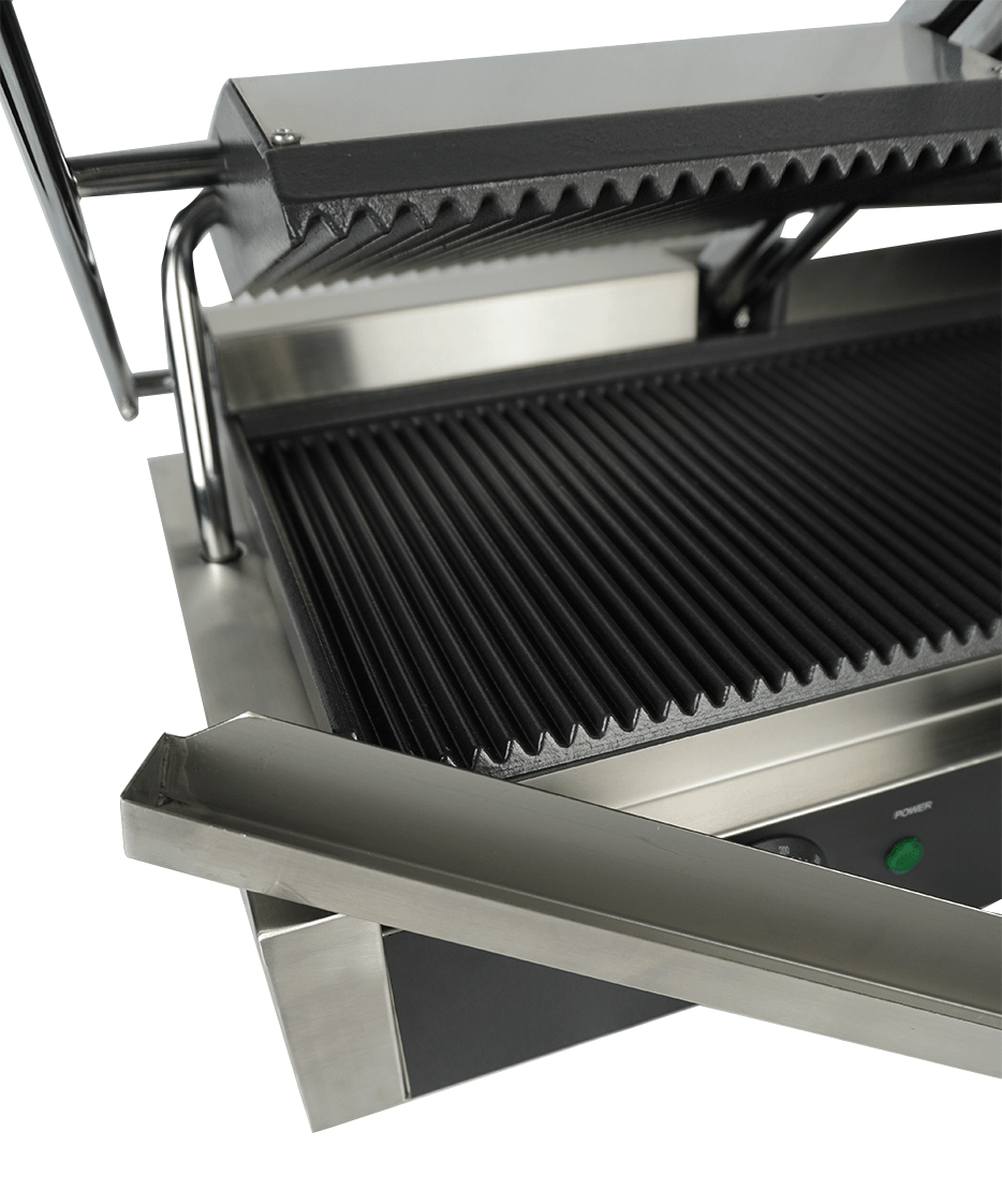 Elektrischer Doppel-Kontaktgrill gerillt 3,6 kW / Combisteel – professioneller Kontaktgrill für Gastronomie