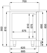 Kühltisch / 700 Serie / Energy Line / Monoblock / mit Aufkantung / 2 Türen / 281 L / Combisteel