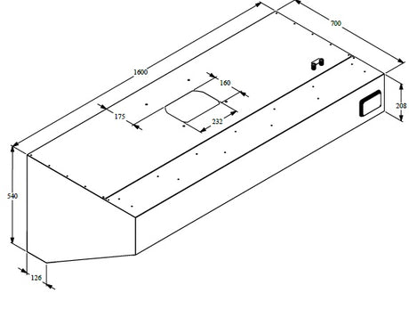 Wandhaube / mit Motor / 1600 × 700 × 520 mm / Combisteel