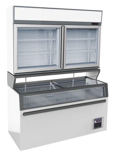 Wandtiefkühlregal Weiß 2 Glastüren / Combisteel