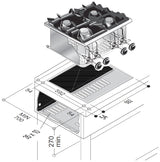 Gas-Einbau-Kochfeld / 4 Brenner / 18 kW / 600 mm / Combisteel – professionelles Einbau-Kochfeld für Gastronomie