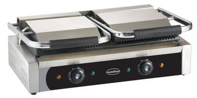 Elektrischer Doppel-Kontaktgrill gerillt 3,6 kW / Combisteel