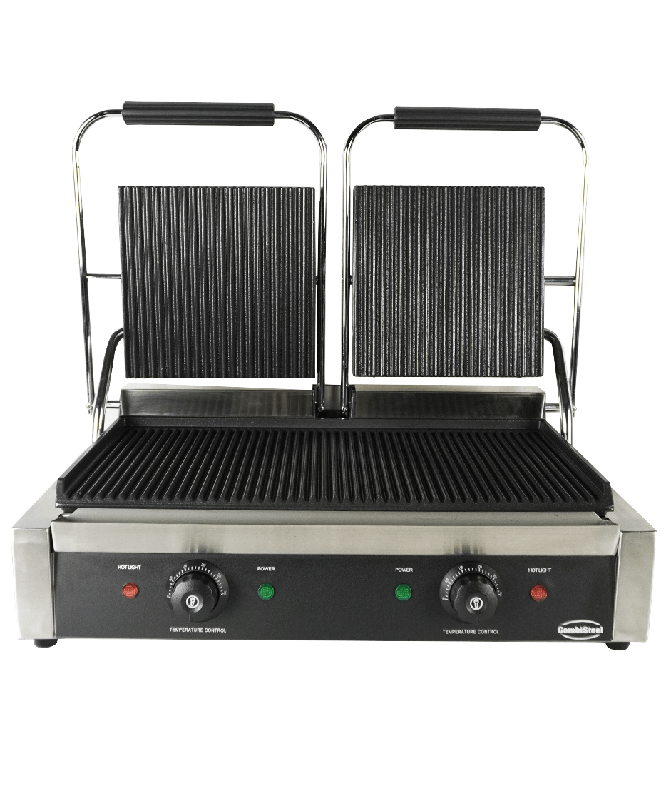 Elektrischer Doppel-Kontaktgrill gerillt 3,6 kW / Combisteel – professioneller Kontaktgrill für Gastronomie