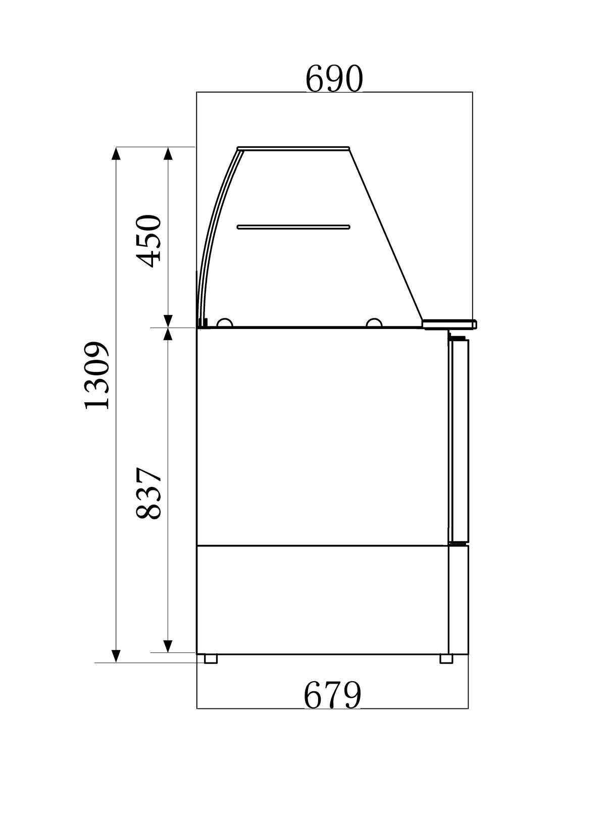 Saladette / mit Glas / 3 Türen / 4x 1/1 GN / 368 L netto / Combisteel