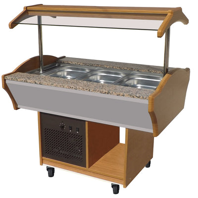 Gekühltes Buffet / 3 × 1/1 GN / Braun / 1200 × 900 × 850 mm / Combisteel