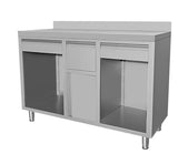 Edelstahl Kaffee-Arbeitstisch / 1500 × 600 × 1150 mm / Combisteel