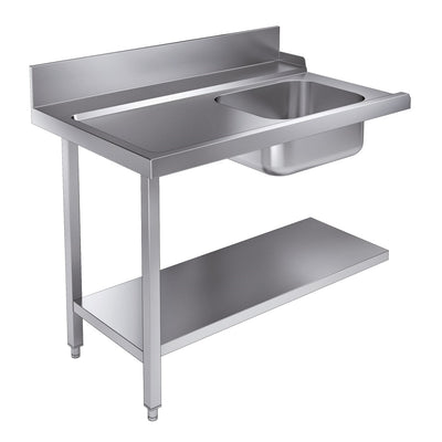 Zulauftisch mit Grundboden / 1200 × 750 mm / links / Combisteel