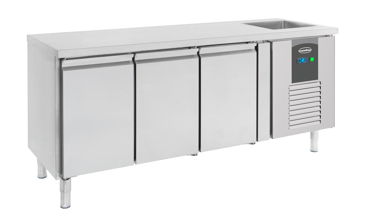 Kühltisch / 700 Serie / mit Spülbecken / 3 Türen / Combisteel