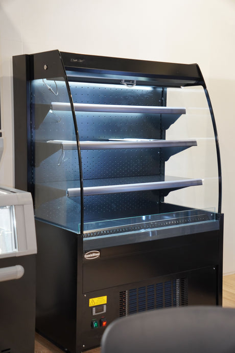 Wandkühlregal mit Nachtrollo 290 L Schwarz / Combisteel