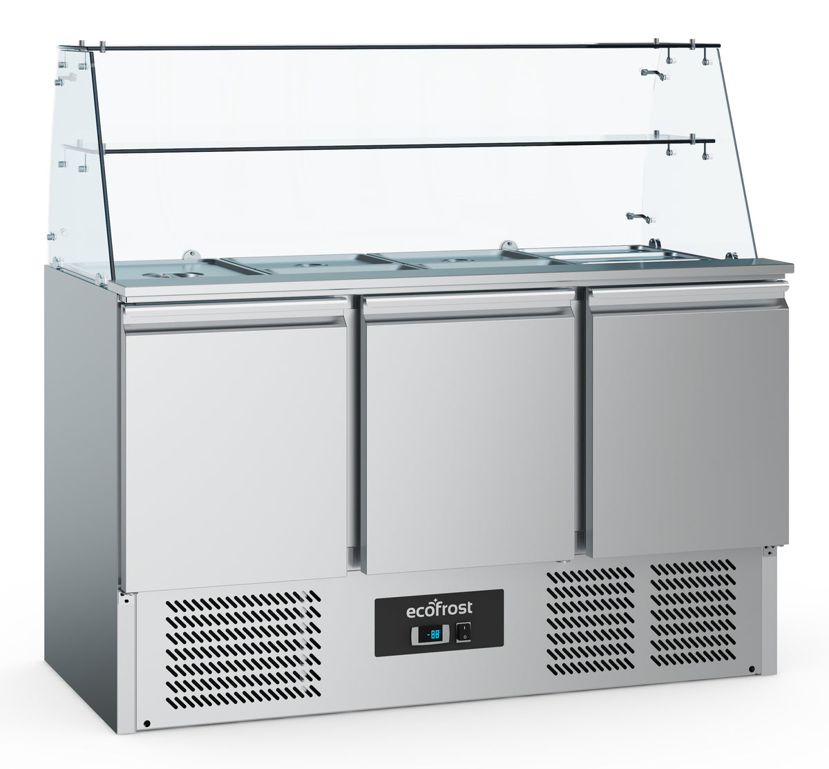 Saladette / mit Glas / 3 Türen / 4x 1/1 GN / 368 L / Combisteel