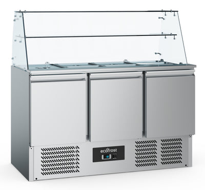 Saladette / mit Glas / 3 Türen / 4x 1/1 GN / 368 L / Combisteel