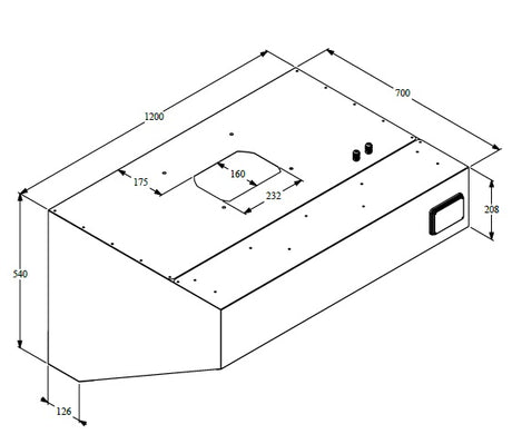 Wandhaube / mit Motor / 1200 × 700 × 520 mm / Combisteel