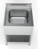 Spültisch mit Grundboden & 1 Becken mittig / 700 × 700 mm / Combisteel