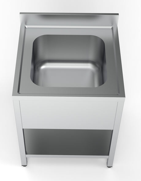 Spültisch mit Grundboden & 1 Becken mittig / 700 × 700 mm / Combisteel