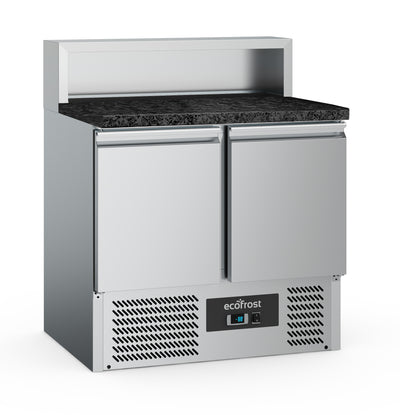 Pizzatisch / schwarze Granit-Arbeitsplatte / 2 Türen / 5x 1/6 GN / 240 L / Combisteel
