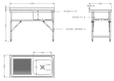 Zusammenklappbarer Spültisch ohne Grundboden & 1 Becken rechts / 1200 × 600 mm / Combisteel