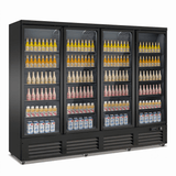 Getränkekühlschrank / 4 Glastüren / 2000 L / Schwarz / Combisteel
